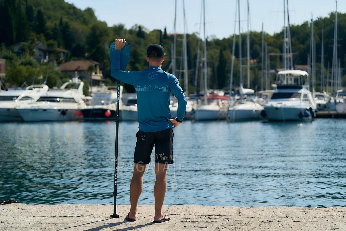 Outfit uomo 4 - turchese - manica lunga in lycra, Shorts MMA nero na paddle