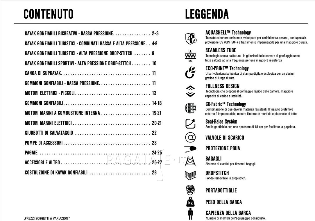 Catalogo di kayak, canoe, gommoni gonfiabili, motori da scaricare in PDF - PAGAIATE.IT - Pagaiate con noi!