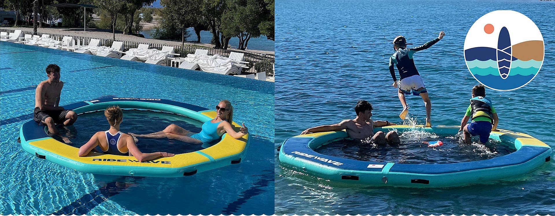 DOCK circolare gonfiabile con centro in rete per acqua, piscina d'acqua