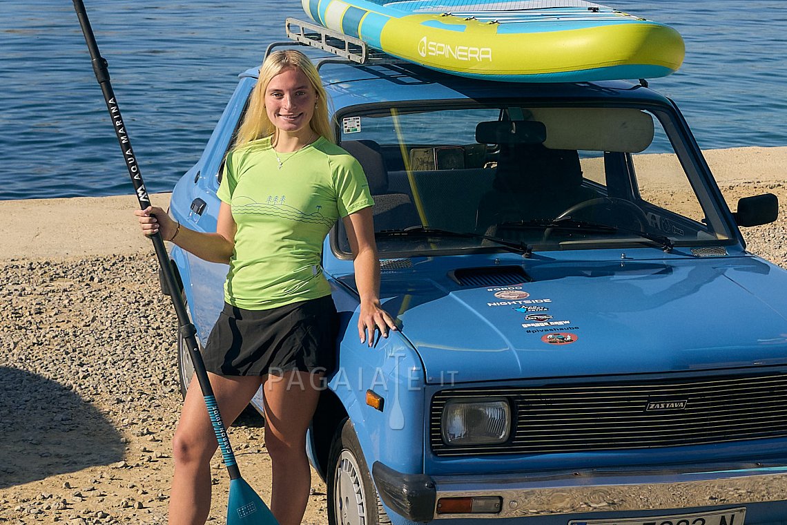 Outfit donna 1 - verde neon - manica corta in lycra, gonna da spiaggia