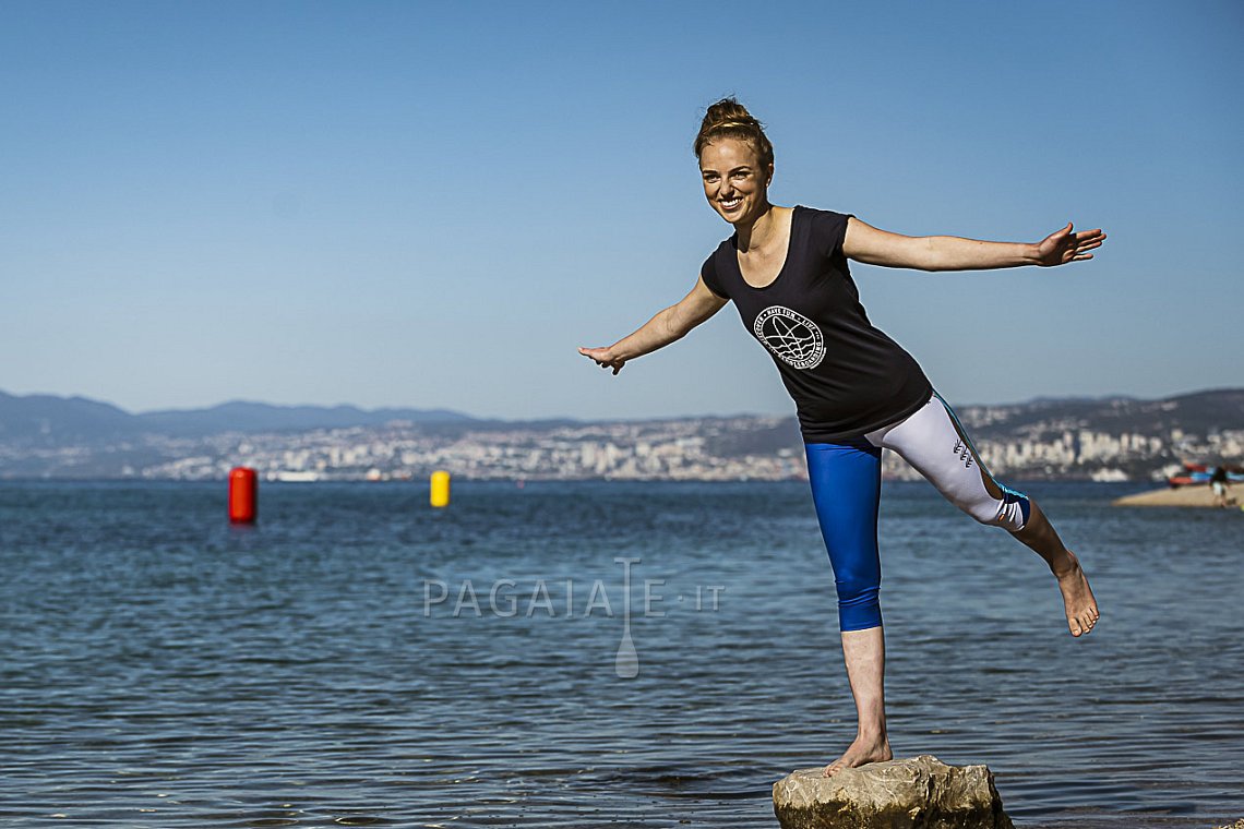 Outfit donna 5 - blu - t-shirt in cotone bio, leggings a 3/4