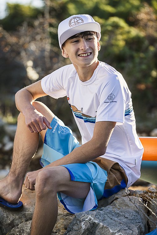 Tričko pánské PADDLEBOARDING WHITE lycra krátký rukáv