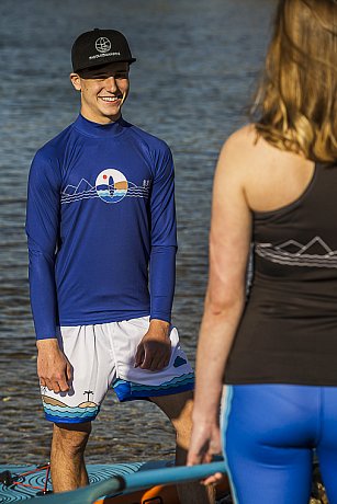 T-shirt uomo PADDLEBOARDING BLUE lycra manica lunga