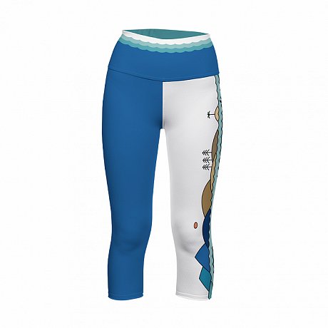 Leggings da donna 3/4 PADDLEBOARDING WHITE/BLUE