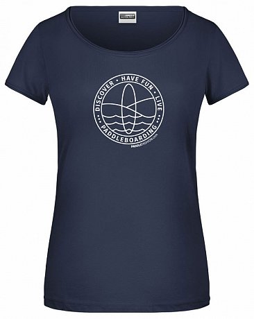 T-shirt donna PADDLEBOARDING STAMP NAVY Bio cotone manica corta