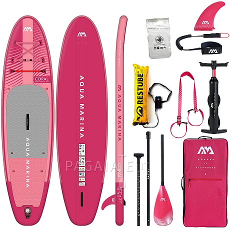 SUP AQUA MARINA CORAL 10'2 PINK modello 2023 - SUP gonfiabile