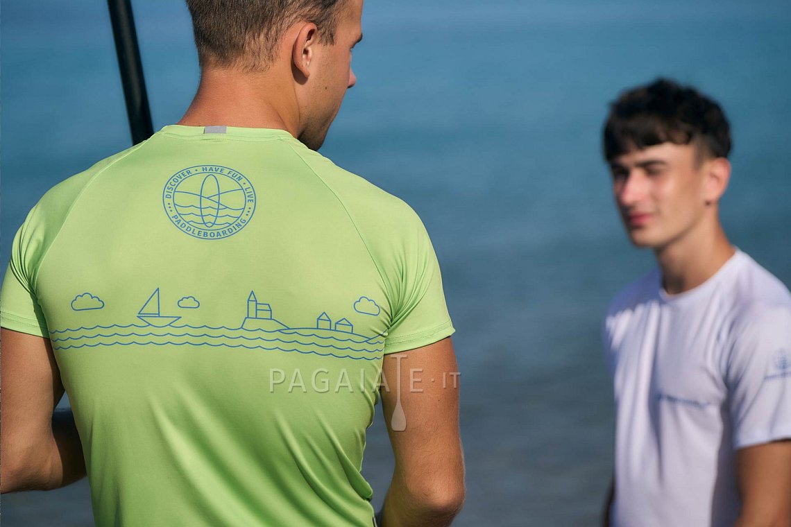 Tričko pánské PADDLEBOARDING NEON GREEN lycra krátký rukáv