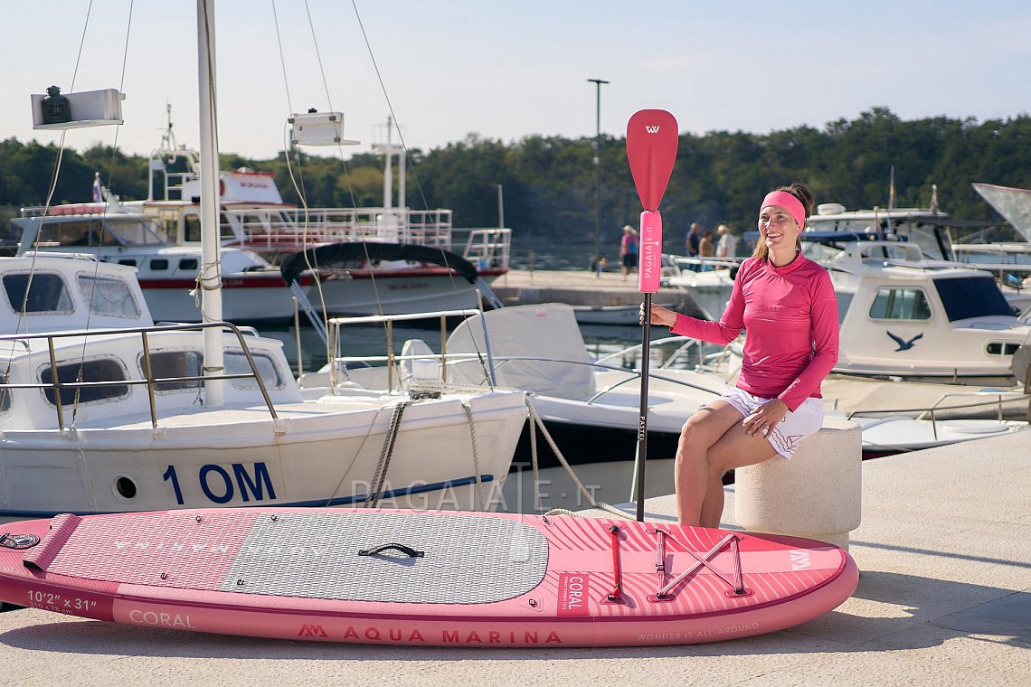 Tričko dámské PADDLEBOARDING DARK PINK lycra dlouhý rukáv