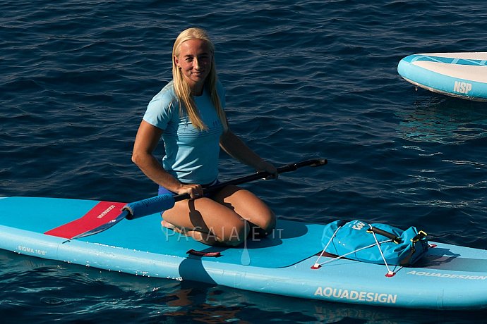 T-shirt donna PADDLEBOARDING LIGHT BLUE lycra manica corta