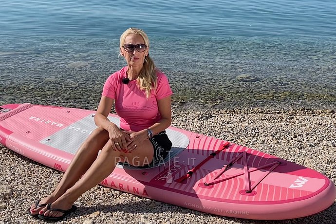 T-shirt donna PADDLEBOARDING PINK lycra manica corta