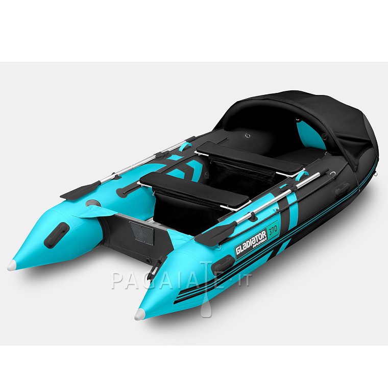 Člun GLADIATOR ACTIVE C370AL black turquoise - nafukovací člun s hliníkovou podlahou