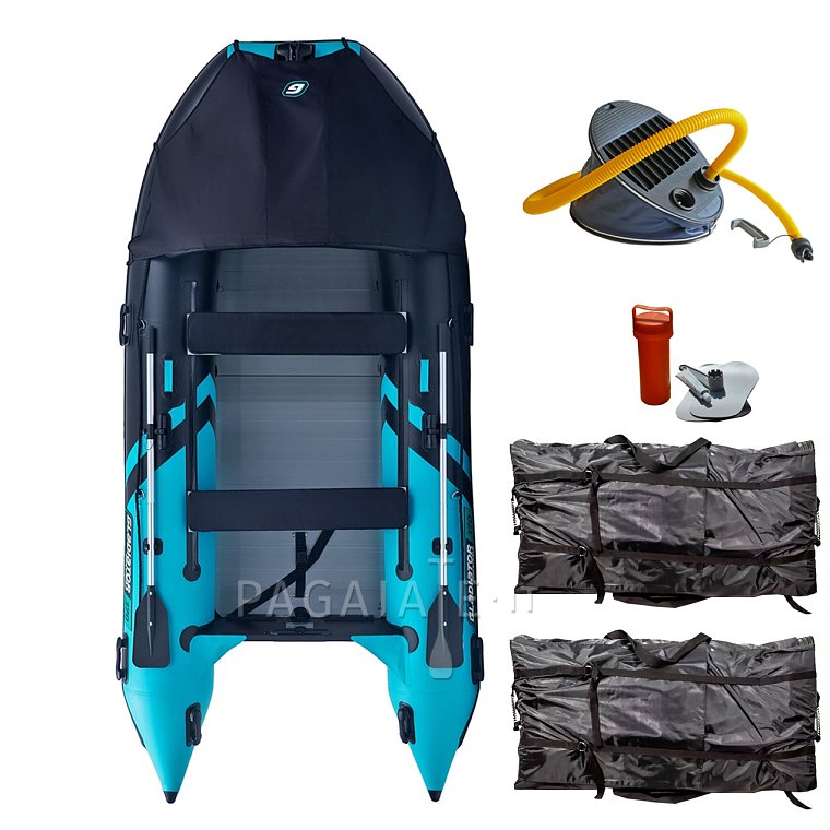Člun GLADIATOR ACTIVE C370AL black turquoise - nafukovací člun s hliníkovou podlahou