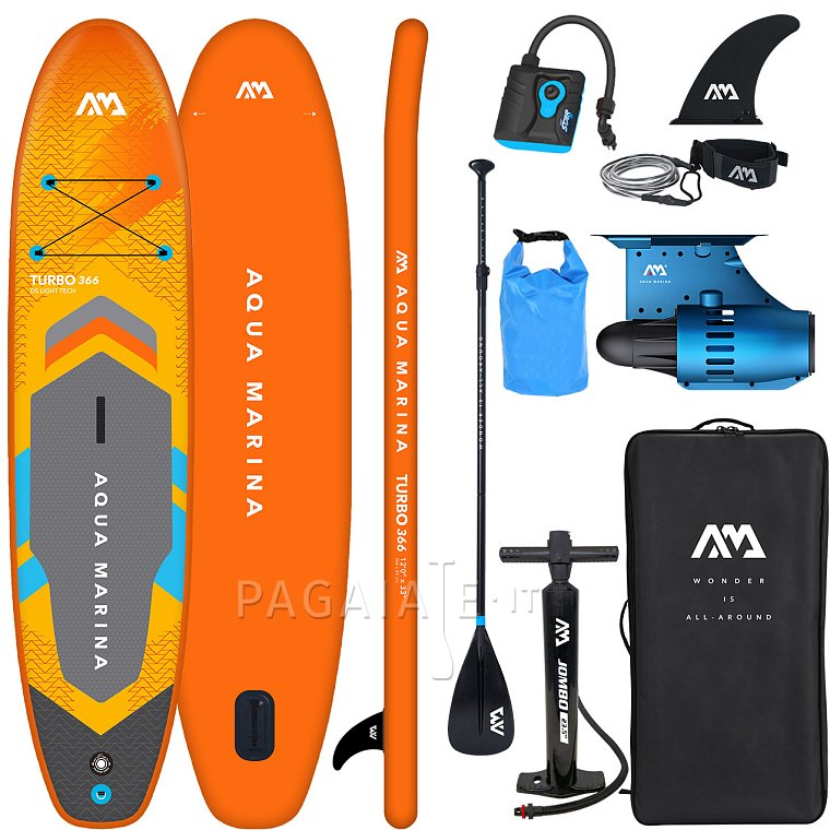 Paddleboard AQUA MARINA GO TURBO 366  12'0 s  motorem AQUA MARINA BlueDrive S Power fin