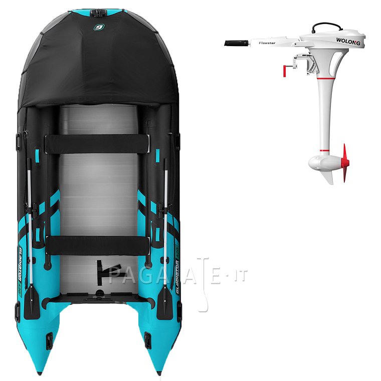 Gommone GLADIATOR ACTIVE C420AL black turquoise - gomone gonfiabile con pavimento in alluminio
