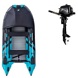 Gommone GLADIATOR ACTIVE C330AD black turquoise - gommone gonfiabile con pavimento in drop-stitch