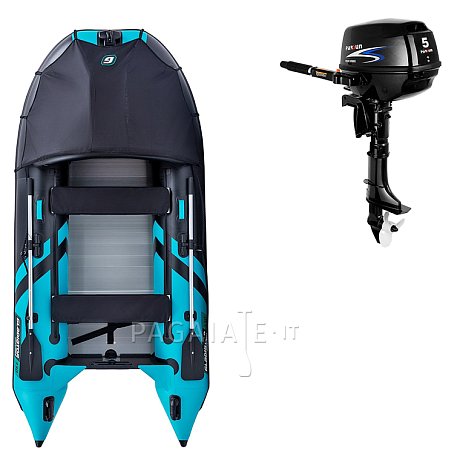 Gommone GLADIATOR ACTIVE C330AD black turquoise - gommone gonfiabile con pavimento in drop-stitch