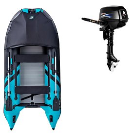 Gommone GLADIATOR ACTIVE C330AD black turquoise - gommone gonfiabile con pavimento in drop-stitch