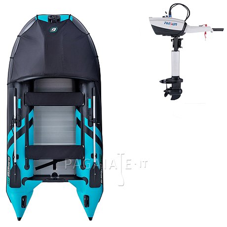 Gommone GLADIATOR ACTIVE C330AD black turquoise - gommone gonfiabile con pavimento in drop-stitch