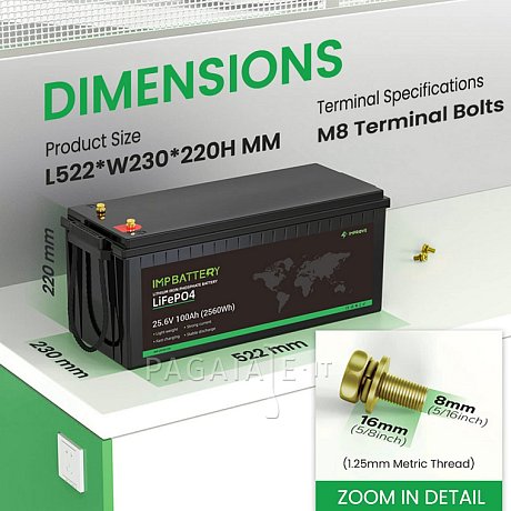Batteria nautica IMPROVE 100Ah 25.6V  LiFePO4