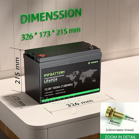 Batteria nautica IMPROVE 100Ah 12.8V  LiFePO4